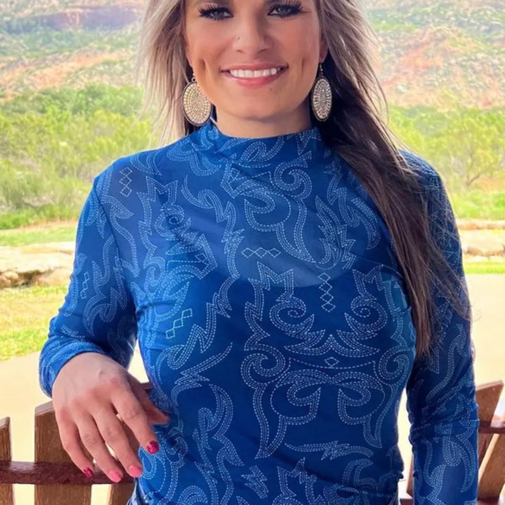 Bonfire Nights Mesh Top Blue